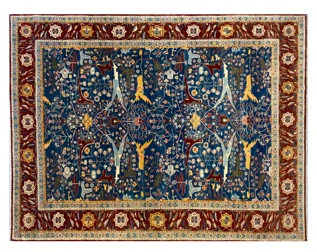 Garrous Bidjar rug blue multi full detail