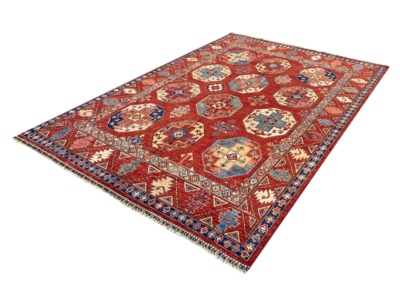 Aryana geometric pattern red base rug another angle