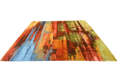 Abstract 3 contemporary multi colored area rug side