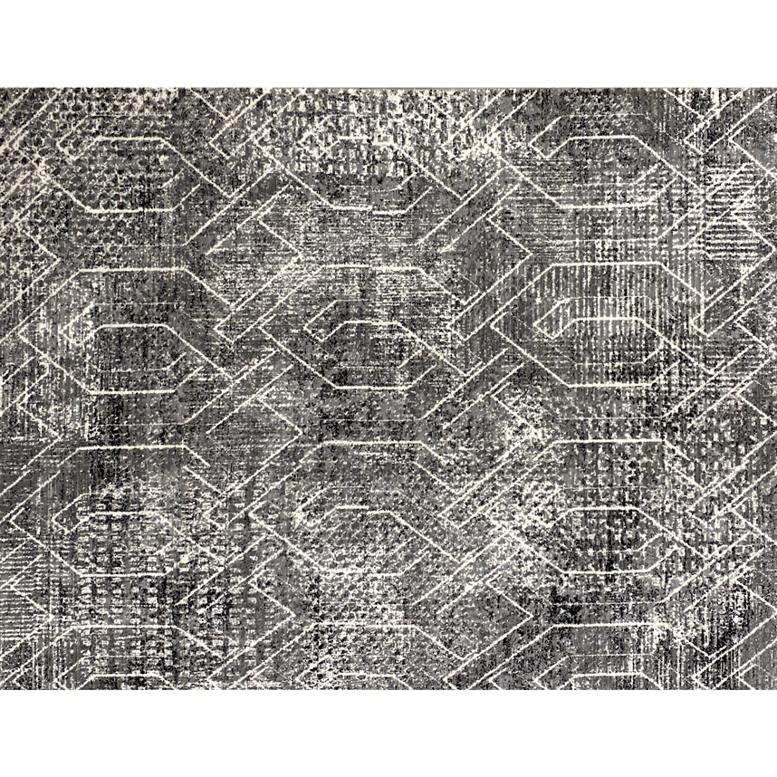 Contemporary black geo design rug full detail