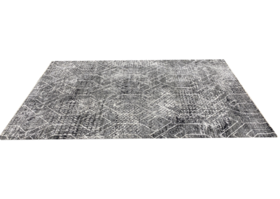 Contemporary black geo design rug side
