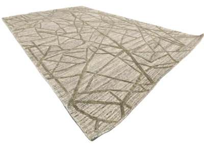 Uranus contemporary hand knotted silver gray rug angle