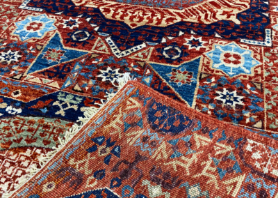 Mamluk red runner rug front and back