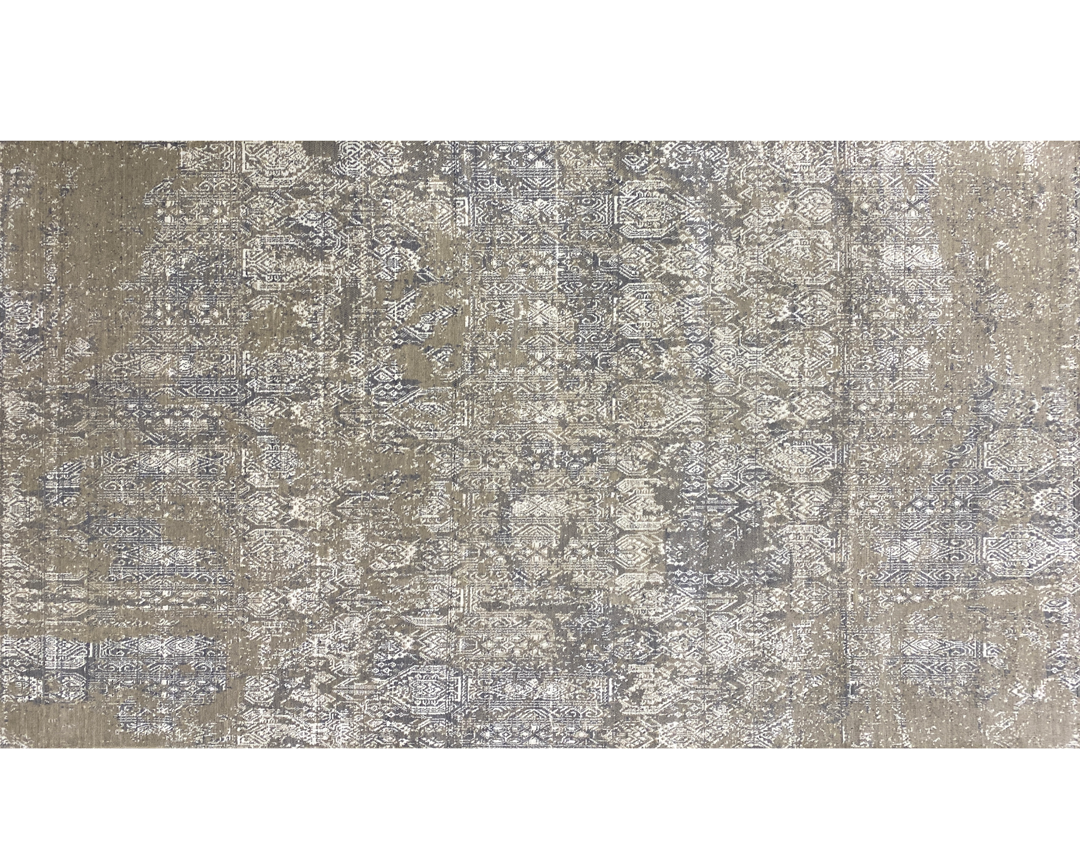Transitional traditional gray rug full detail