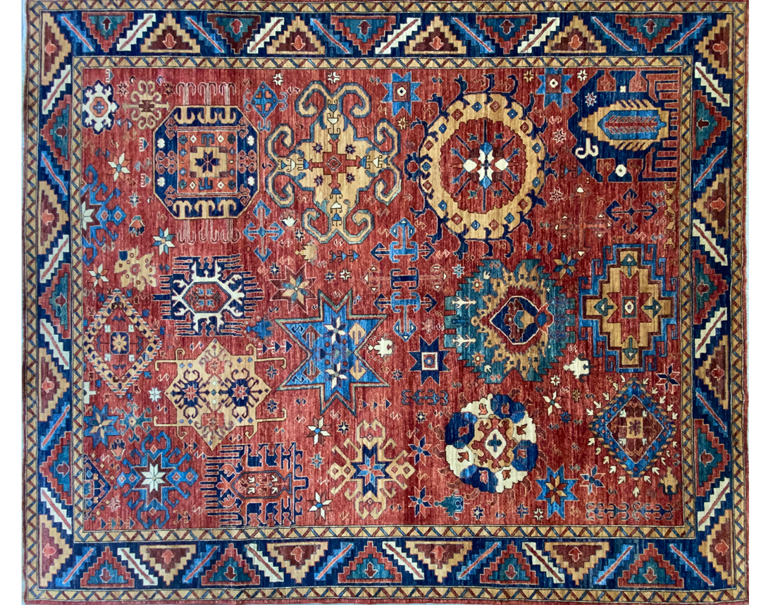 Aryana transitional red multi rug full detail