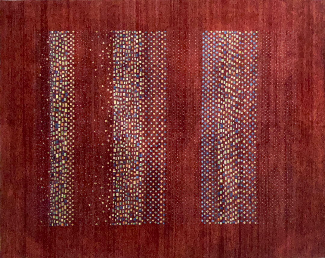 Ohana red modern rug full detail