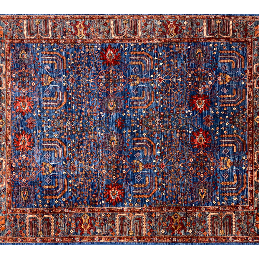 Aryana wool are rug blue base full detail