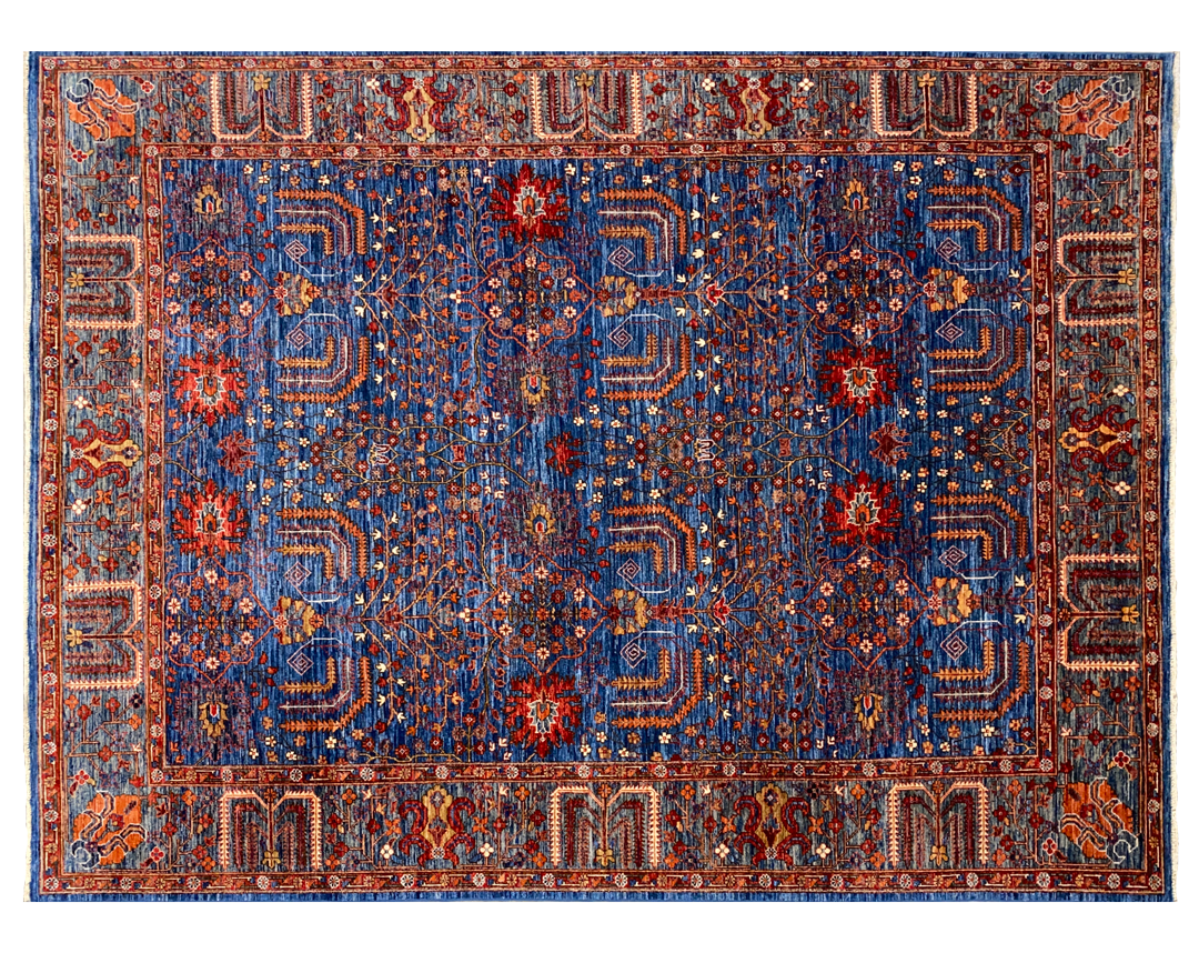 Aryana wool are rug blue base full detail