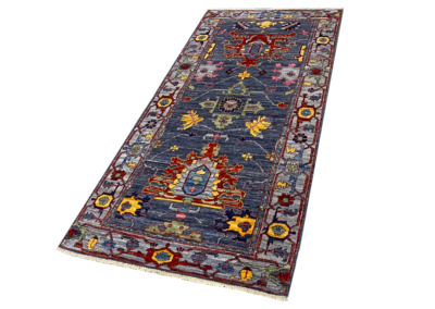 Aryana are rug yellow details blue base angle
