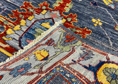 Aryana are rug yellow details blue base front and back