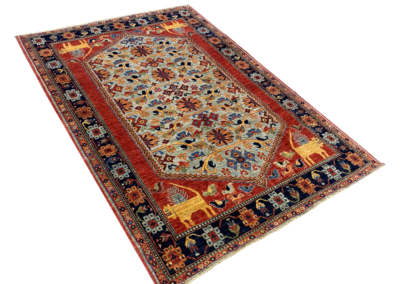 Qashqai traditional lion rug angle