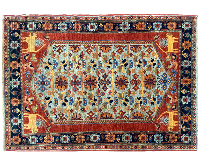 Qashqai traditional lion rug full detail