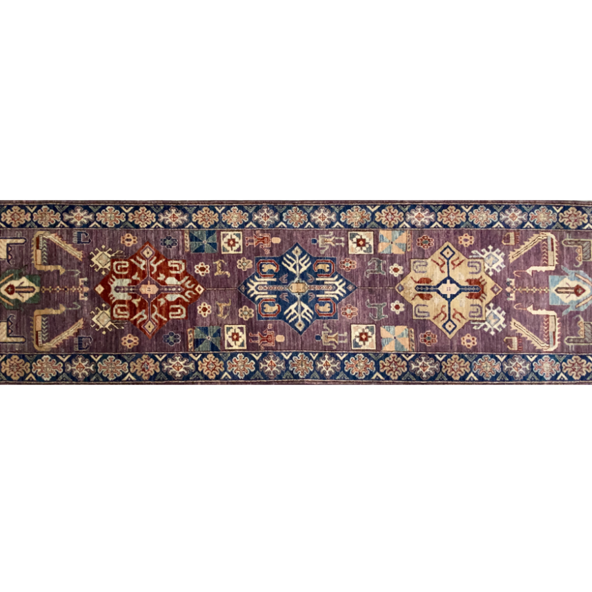 Aryana purple base multi tone rug full detail