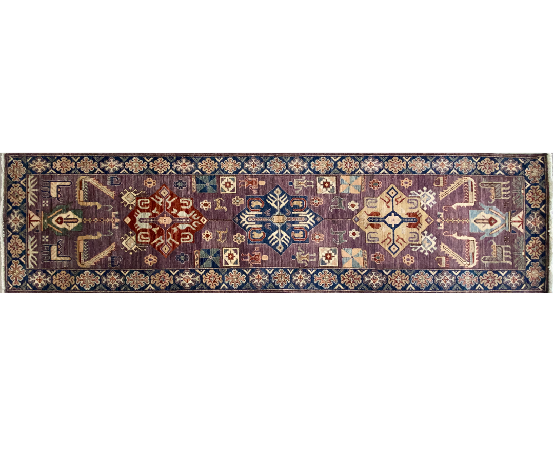Aryana purple base multi tone rug full detail