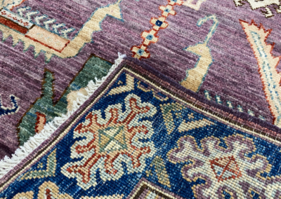 Aryana purple base multi tone rug front and back