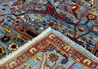 Makmal light blue multicolor wool rug front and back