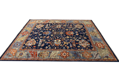 Aryana tribal rug blue base multicolor side