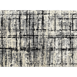 Medium modern 5x8 area rug with contemporary style. Wool with gray and silver tones.