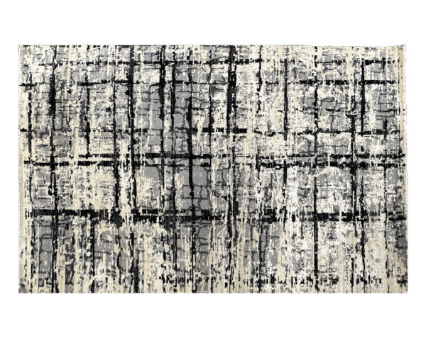 Medium modern 5x8 area rug with contemporary style. Wool with gray and silver tones.
