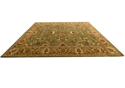 Mahal green base rug with border side