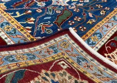 Garrous Bidjar rug blue multi front and back