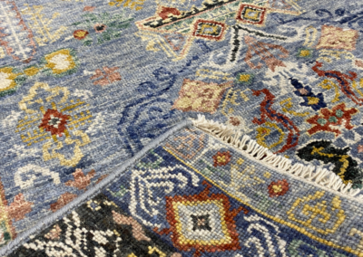 Atarah blue base area rug front and back