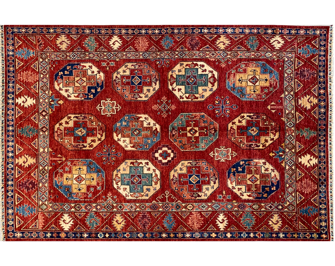 Aryana geometric pattern red base rug full detail