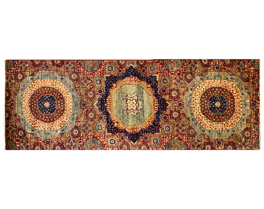 Mamluk runner rug multi tones full detail
