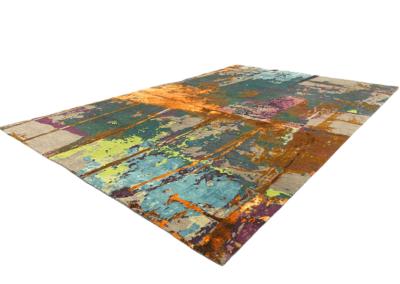 Astract 1 contemporary multi colored area rug angle