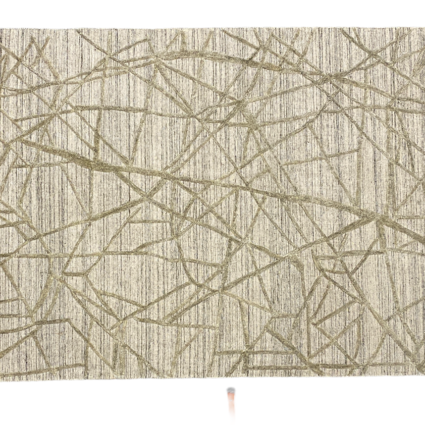 Uranus contemporary hand knotted silver gray rug full detail