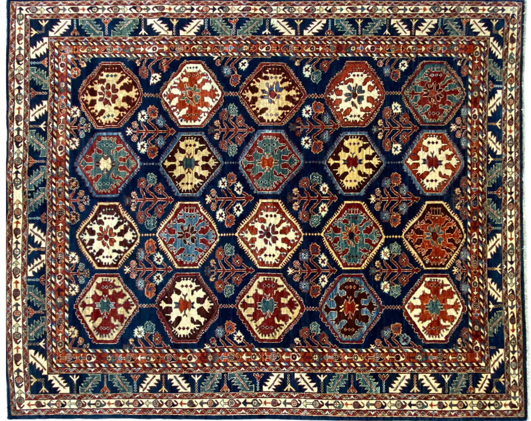 Aryana arrow border tribal rug front full detail