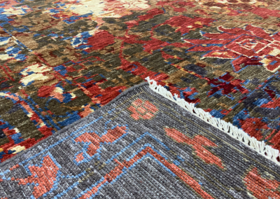 Shangri La Utopia rug red blue multi front and back