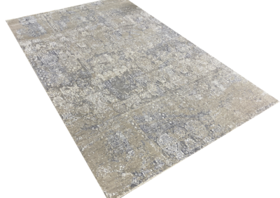 Transitional traditional gray rug angle