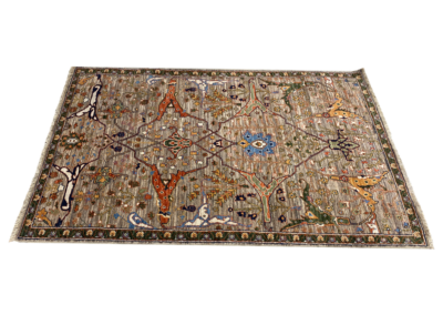 Faryab tribal brown and beige rug side