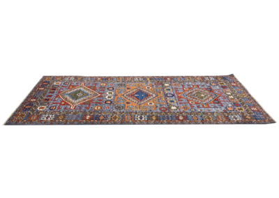 Aryana wool rug light blue and red side