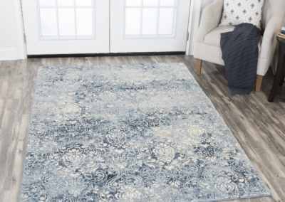 Gossamer blue and cream area rug