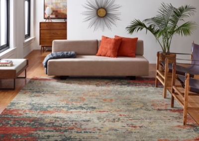 Wool orange solar area rug