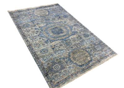 Fine Aryana transitional blue rug angle