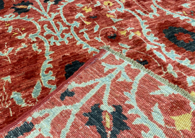 Suzani red runner rug front and back