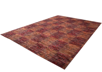 modern red and orange area rug
