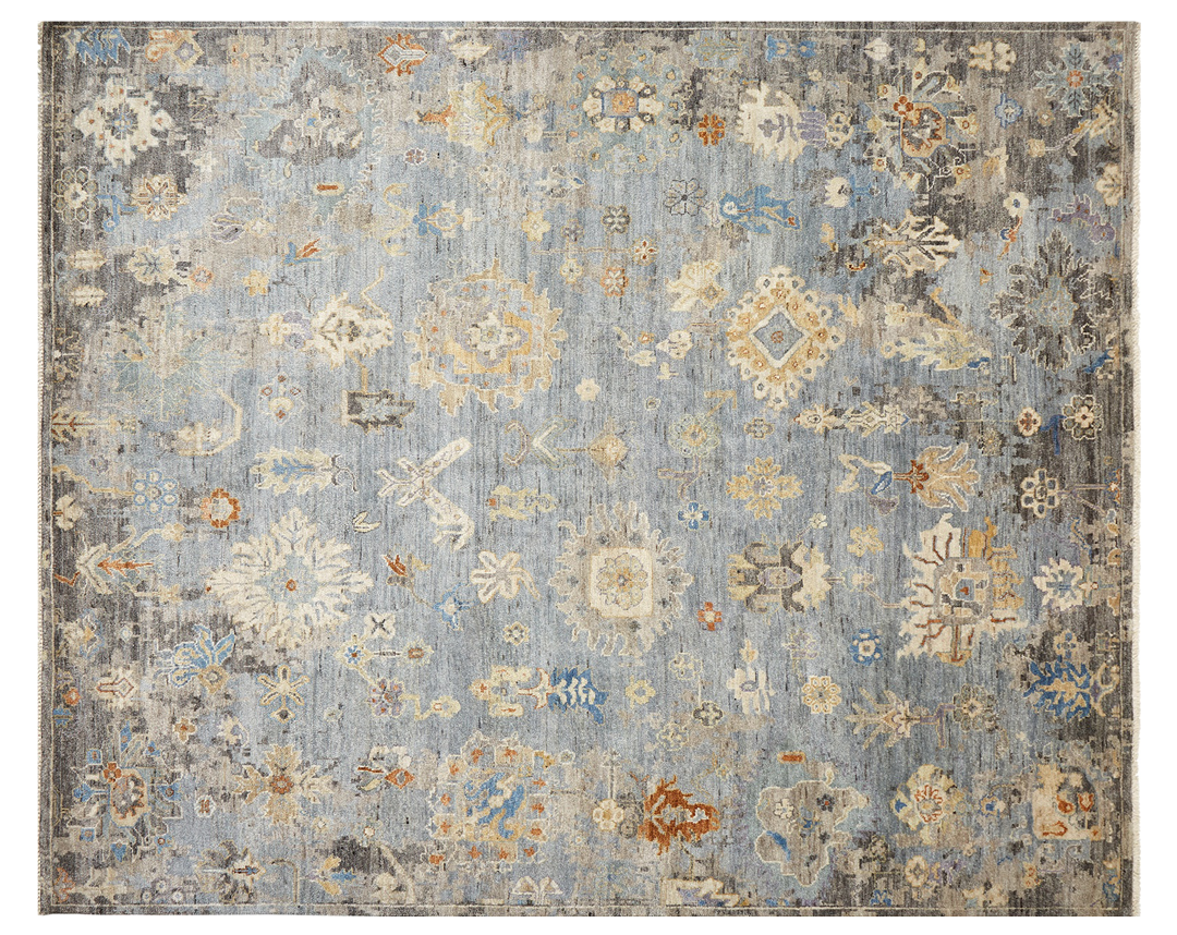 Transitional angora area rug in blue